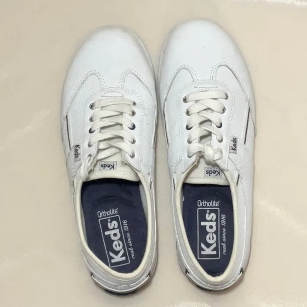 Keds White Lace Up Leather Ortholite WH53121 Sneaker Womens Sz 5.5 - Picture 2 of 10